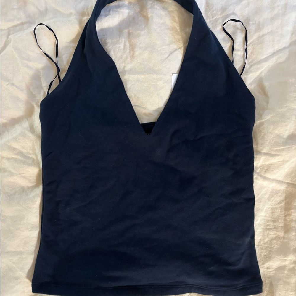 Abercrombie & Fitch navy blue Halter Backless Tank Top size M NWT